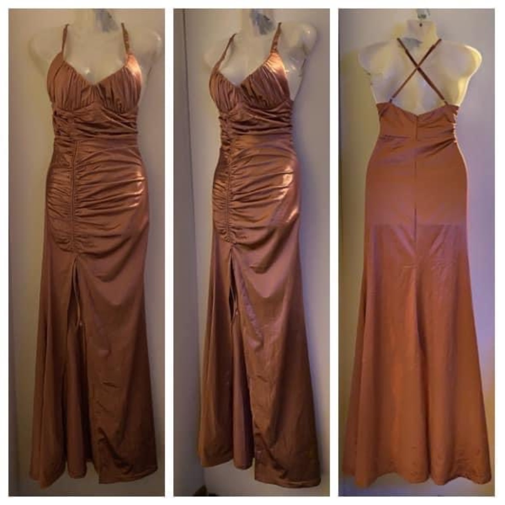 ✨HOST PICK✨ Fashionova Full Length Satin Bustier Thigh Split Maxi Dress - Picture 1 of 1